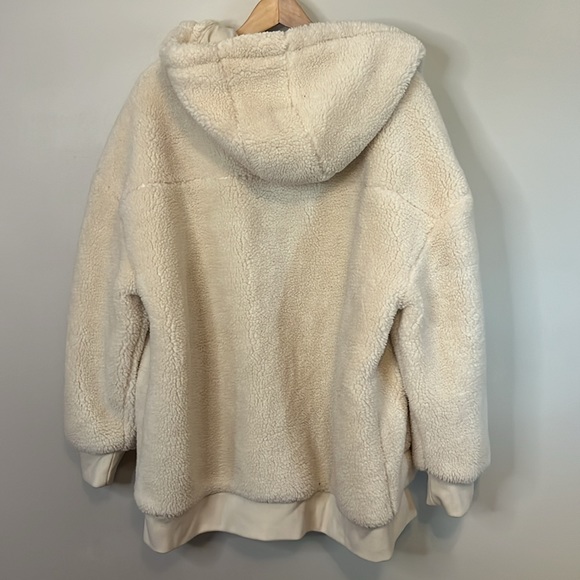 NWT GAP Sherpa Fleece Coat Jacket new full zip hooded ivory cream - Picture 7 of 7